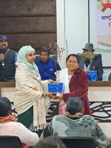 सामाजिक न्याय के लिए महिलाओं को संगठित करने के लिए मिशन बदलाव जिला सचिव सैयदा खातुन को मिला सम्मान