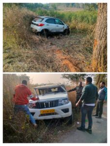 कार और बोलेरो में जोरदार टक्कर,बाल बाल बचे लोग
