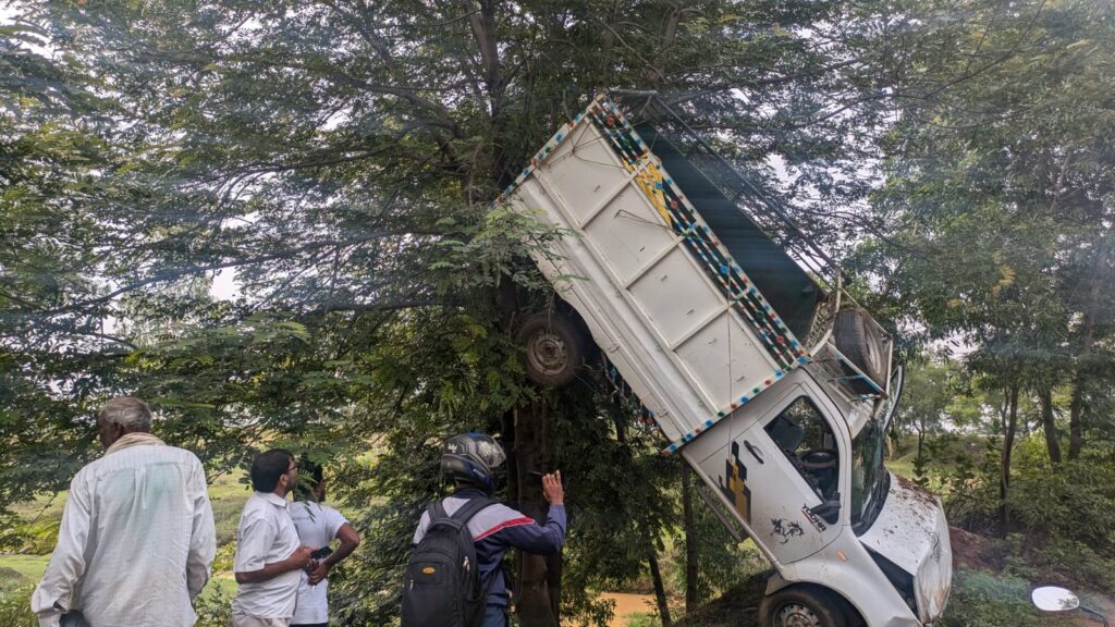 तस्करी के लिए ले जा रहे मवेशी लदा वाहन पलटा:तस्कर हुए फरार तस्करी के लिए ले जा रहे मवेशी लदा वाहन पलटा:तस्कर हुए फरार