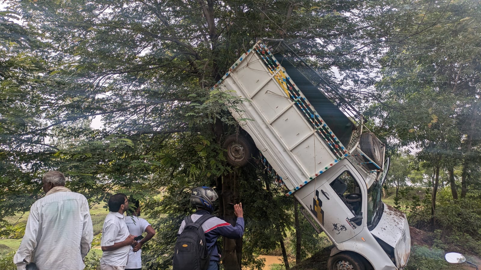 तस्करी के लिए ले जा रहे मवेशी लदा वाहन पलटा:तस्कर हुए फरार