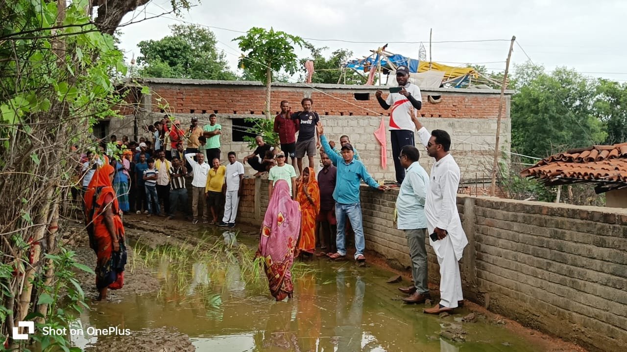 सड़कों की बुरी हाल वर्तमान विधायक आलोक चौरसिया के प्रति बीच सड़क में धनरोपनी कर नाराजगी जताते हुए ग्रामीण