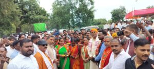 भाजपा का परिवर्तन यात्रा का रथ पहुंचा मनिका विधानसभा।