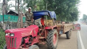 खनन विभाग ने अवैध बालू लदा ट्रैक्टर को किया जप्त