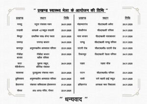 जिले के सभी प्रखंडो में 20 से 24 जनवरी के बीच लगाया जायेगा स्वास्थ्य मेला