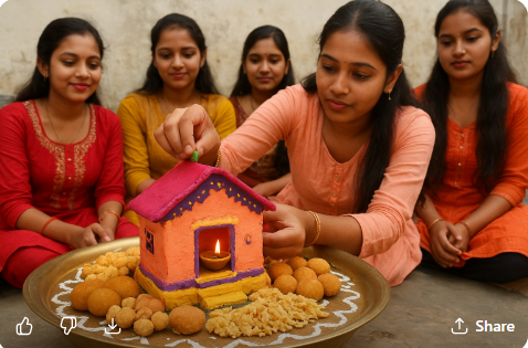 दीपावली में अब भी जीवित है घरौंदा बनाने की परंपरा,बहनें सजाती हैं‘घरकुंडा’लक्ष्मी पूजन के लिए