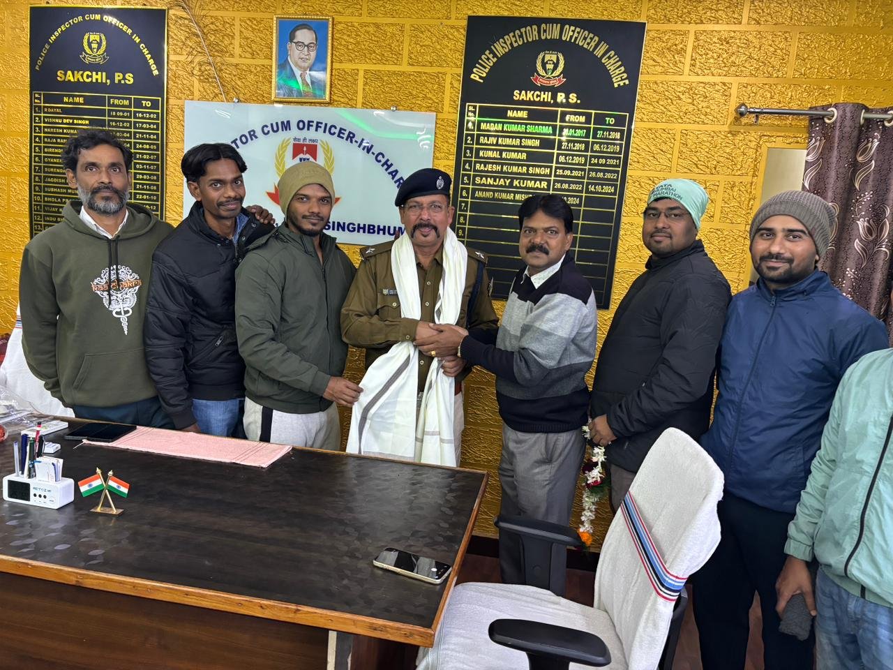 जमशेदपुर रनजीनियर्स ग्रुप,इंस्पेक्टर आनंद मिश्रा का किया भव्य स्वागत