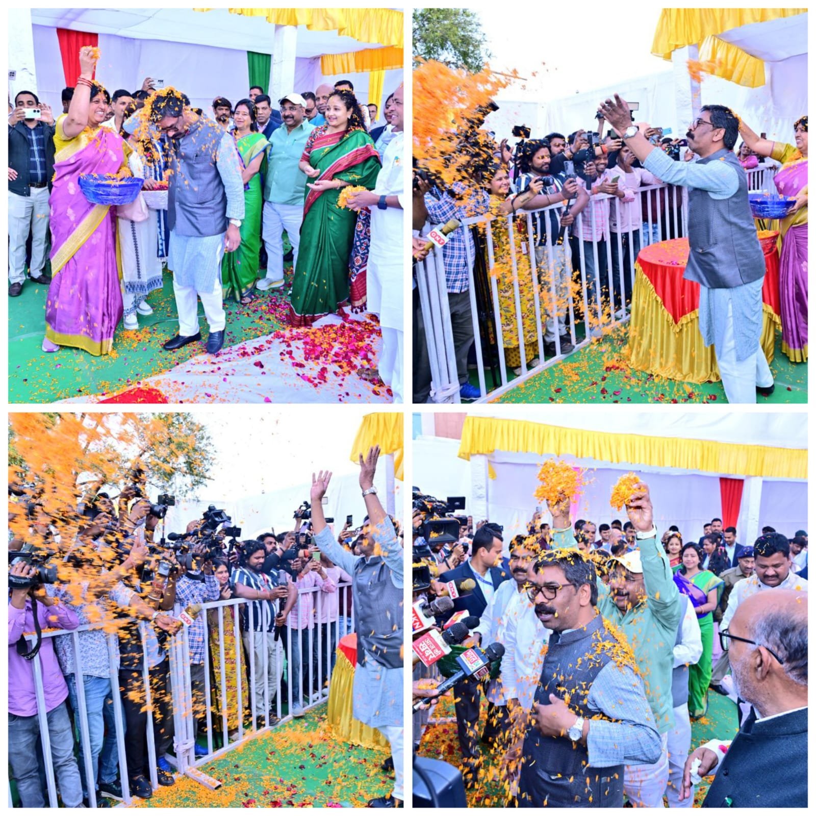 झारखंड विधानसभा में होली मिलन समारोह:अध्यक्ष रबीन्द्र नाथ महतो और मुख्यमंत्री हेमन्त सोरेन ने खेली फूलों की होली झारखंड विधानसभा में होली मिलन समारोह:अध्यक्ष रबीन्द्र नाथ महतो और मुख्यमंत्री हेमन्त सोरेन ने खेली फूलों की होली