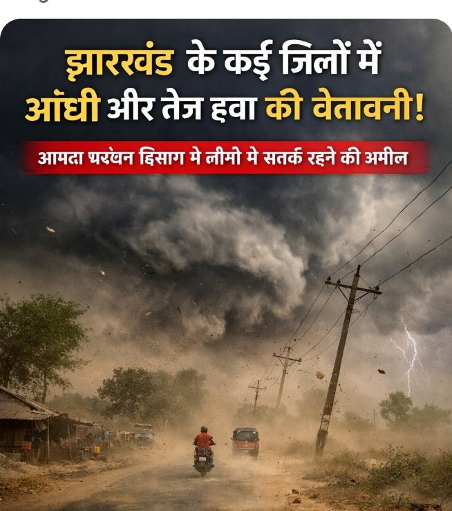 Jharkhand update: कई जिलों में अगले 3 घंटों में आंधी और तेज हवा की चेतावनी, आपदा प्रबंधन विभाग ने लोगों से सतर्क रहने की अपील