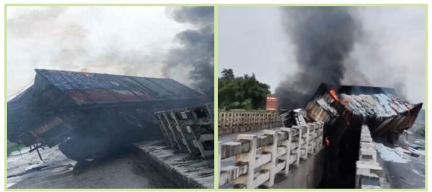 हजारीबाग में बड़ा सड़क हादसा टला, कंटेनर में लगी आग;पुलिस ने चालक की बचाई जान हजारीबाग में बड़ा सड़क हादसा टला, कंटेनर में लगी आग;पुलिस ने चालक की बचाई जान