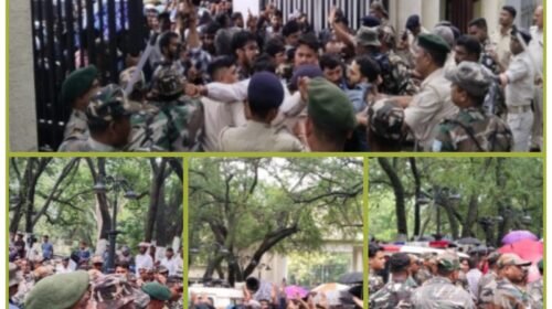 राँची में अभ्यर्थियों का उग्र प्रदर्शन,बैरिकेडिंग तोड़कर परिसर में घुसे