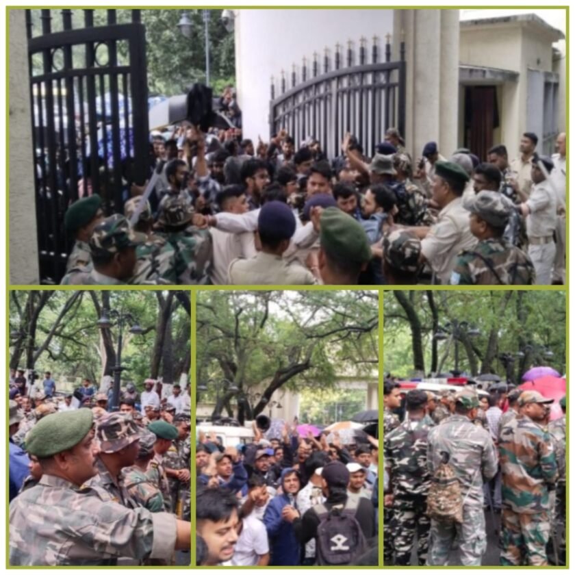 राँची में अभ्यर्थियों का उग्र प्रदर्शन,बैरिकेडिंग तोड़कर परिसर में घुसे