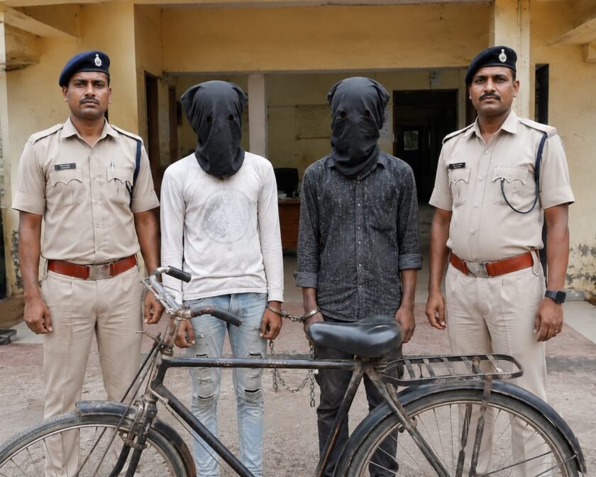पाकुड़ में बच्चे से डराकर साइकिल छीनने के मामले में दो आरोपी गिरफ्तार, लूटी गई साइकिल बरामद पाकुड़ में बच्चे से डराकर साइकिल छीनने के मामले में दो आरोपी गिरफ्तार, लूटी गई साइकिल बरामद