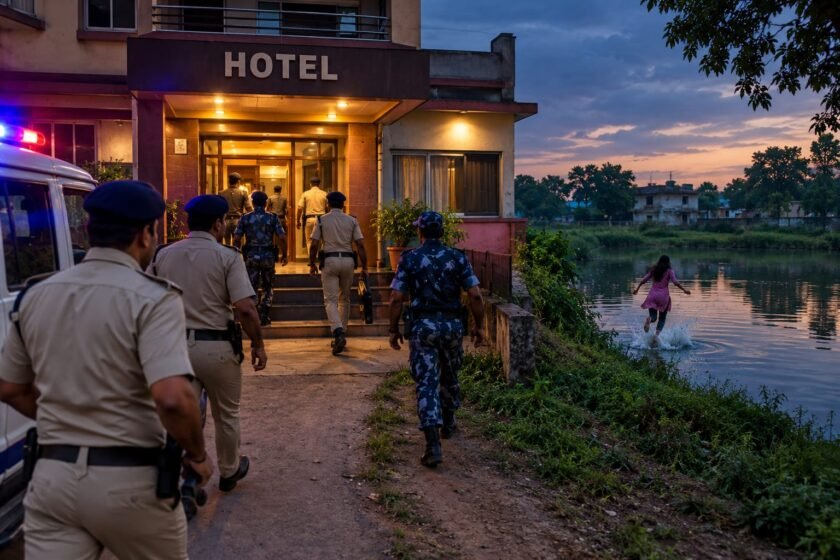 मोबाइल लोकेशन के आधार पर कार्रवाई, होटल में छापेमारी के दौरान युवती फरार