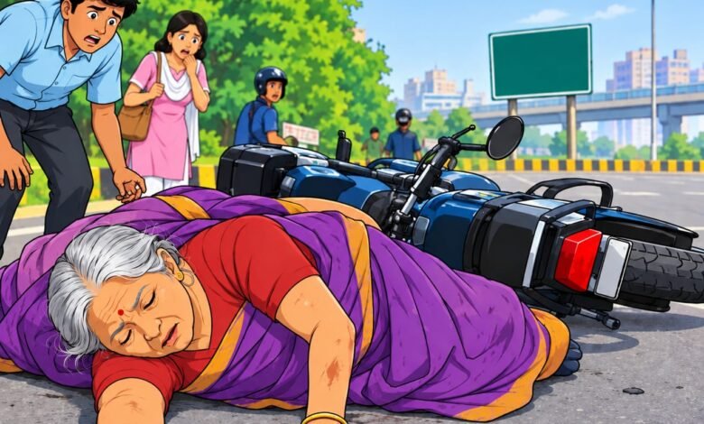 बाइक से गिरकर वृद्ध महिला की मौत बाइक से गिरकर वृद्ध महिला की मौत