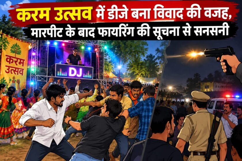 करम पर्व के दौरान डीजे विवाद में मारपीट,तीन राउंड फायरिंग की सूचना—पुलिस जांच में जुटी
