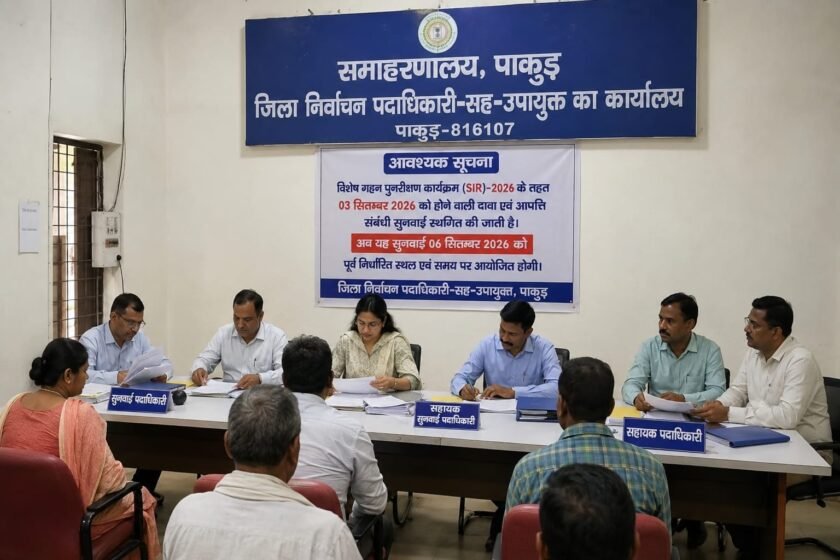 पाकुड़ में SIR-2026 की 3 सितंबर वाली सुनवाई स्थगित,अब 6 सितंबर को होगी पाकुड़ में SIR-2026 की 3 सितंबर वाली सुनवाई स्थगित,अब 6 सितंबर को होगी