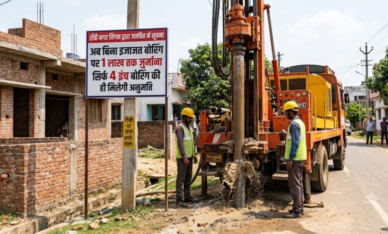 रांची में बोरिंग के नियम सख्त, अब 4 इंच तक ही अनुमति
