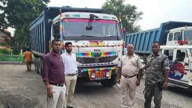 पाकुड़:दस्तावेज नहीं दिखाने पर स्टोन चिप्स लदा हाइवा जब्त