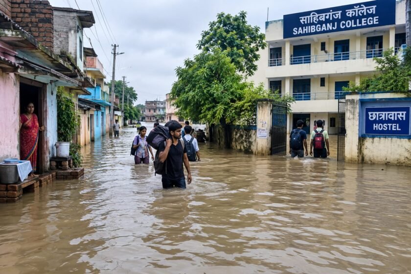साहिबगंज में बाढ़ का कहर:पांच वार्डों समेत कई इलाकों में घुसा पानी,कॉलेज हॉस्टल भी जलमग्न