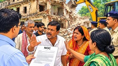जर्जर मकान गिराने को लेकर विवाद,दुकानदारों की आपत्ति से अटका ध्वस्तीकरण
