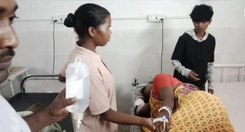 हाथीगढ़ के पास बाइक अनियंत्रित होकर पलटी, महिला गंभीर रूप से घायल