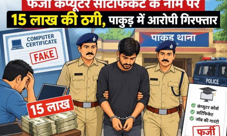 फर्जी कंप्यूटर सर्टिफिकेट के नाम पर 15 लाख की ठगी, यूपी का आरोपी गिरफ्तार