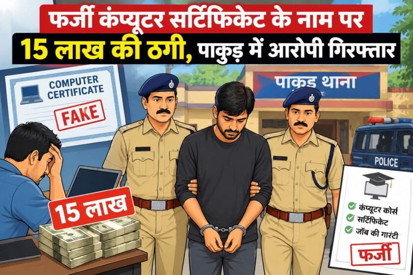 फर्जी कंप्यूटर सर्टिफिकेट के नाम पर 15 लाख की ठगी, यूपी का आरोपी गिरफ्तार