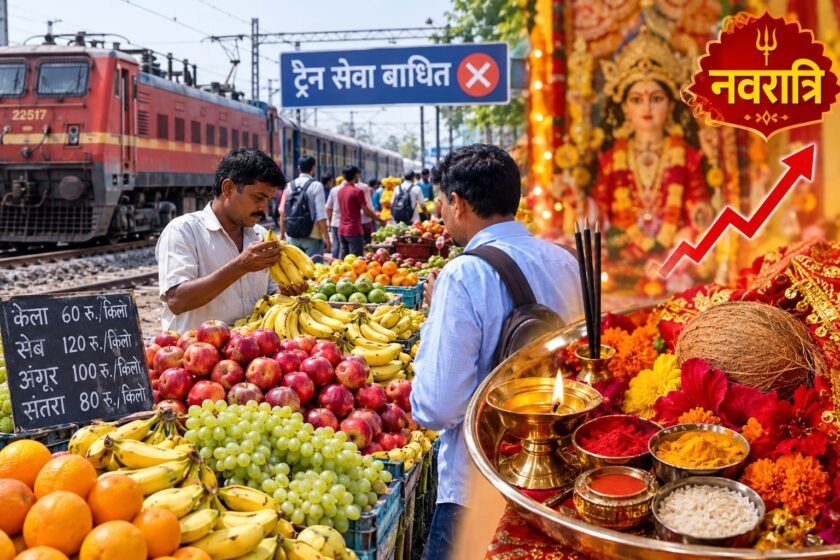 ट्रेनें थमीं तो फलों के दाम चढ़े,नवरात्र से पहले महंगी हुई पूजा की थाली ट्रेनें थमीं तो फलों के दाम चढ़े,नवरात्र से पहले महंगी हुई पूजा की थाली