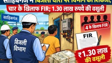 साहिबगंज में बिजली चोरों पर विभाग का शिकंजा, चार के खिलाफ FIR; 1.30 लाख रुपये की वसूली साहिबगंज में बिजली चोरों पर विभाग का शिकंजा, चार के खिलाफ FIR; 1.30 लाख रुपये की वसूली