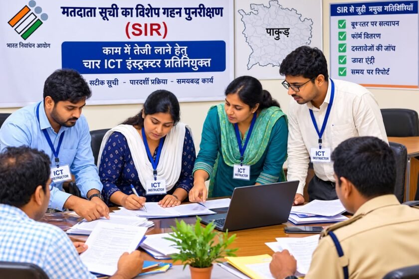 एसआईआर-2026 के कार्यों में आएगी तेजी, चार आईसीटी इंस्ट्रक्टरों की प्रतिनियुक्ति एसआईआर-2026 के कार्यों में आएगी तेजी, चार आईसीटी इंस्ट्रक्टरों की प्रतिनियुक्ति