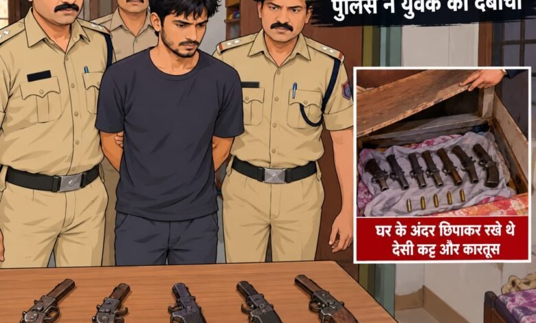 साहिबगंज में पांच देसी कट्टे और पांच कारतूस बरामद, एक गिरफ्तार