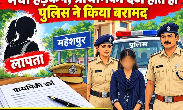 महेशपुर में नाबालिग के लापता होने से मचा हड़कंप, प्राथमिकी दर्ज होते ही पुलिस ने किया बरामद