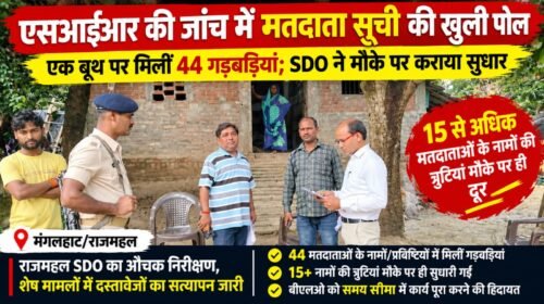राजमहल SDO का औचक निरीक्षण, मतदाता सूची में 44 प्रविष्टियों में मिली गड़बड़ी:15 से अधिक में तत्काल सुधार