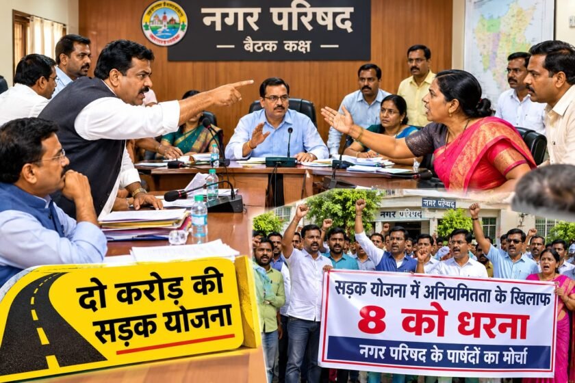 दो करोड़ की सड़क योजना पर घमासान,नगर परिषद के खिलाफ पार्षदों का धरना 8 अक्टूबर को AI PHOTO