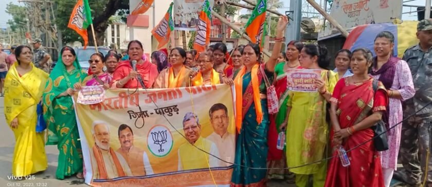 पाकुड़ में जेएनयू मामले पर भाजपा महिला मोर्चा का प्रदर्शन, कांग्रेस सांसद के इस्तीफे की मांग