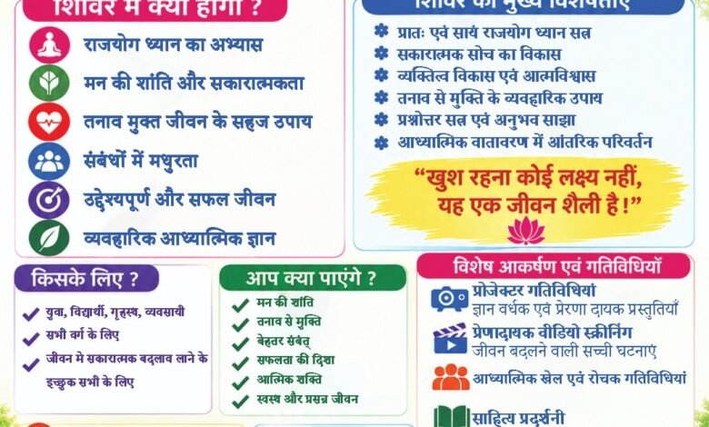 जमशेदपुर में ब्रह्माकुमारीज का तीन दिवसीय शिविर 27 नवंबर से जमशेदपुर में ब्रह्माकुमारीज का तीन दिवसीय शिविर 27 नवंबर से